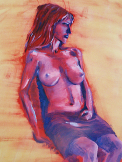 Studie naar model in twee sessies, olieverf. Life study after model. Oilpaint in two sessions.